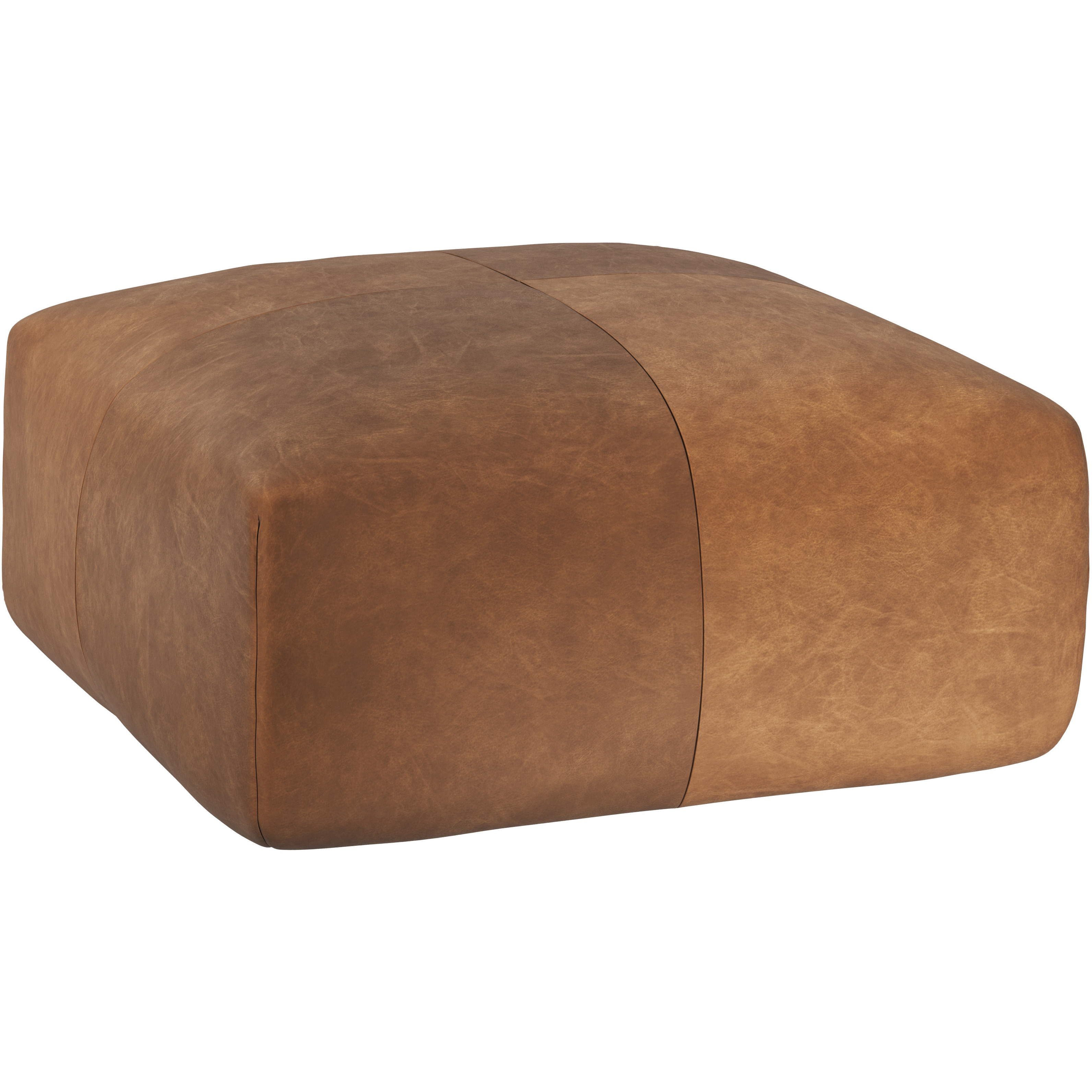 Elio 16 inch Cognac Leather Ottoman